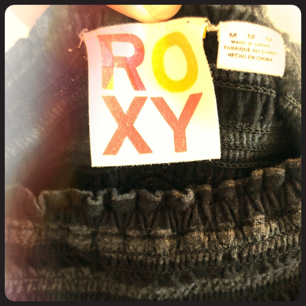 ROXY Black & Gray Striped Tube Top